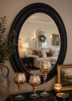 Large Oval Beveled Wall Mirror 