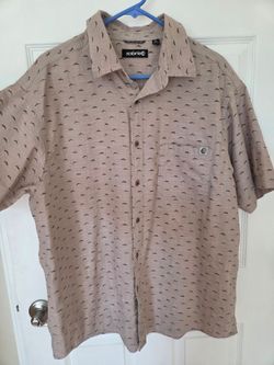 Solaris Mens Button Down Short Sleeve Beige Color Shirt Size XL