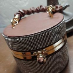 Round Brown Blinged Purse
