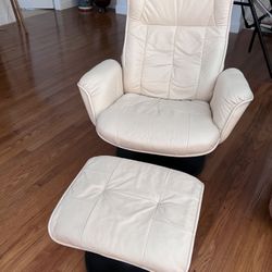 Italian Leather Chair & ottoman 