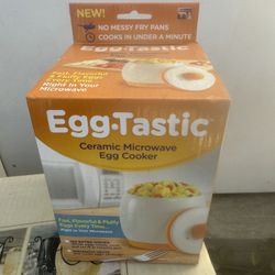 New in box EGG-TASTIC CERAMIC MICROWAVE EGG COOKER 