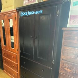 Dark Cherry Pinewood Wardrobe Dresser