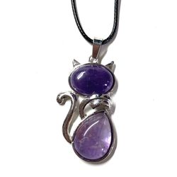 Purple Jade Cat Pendant 