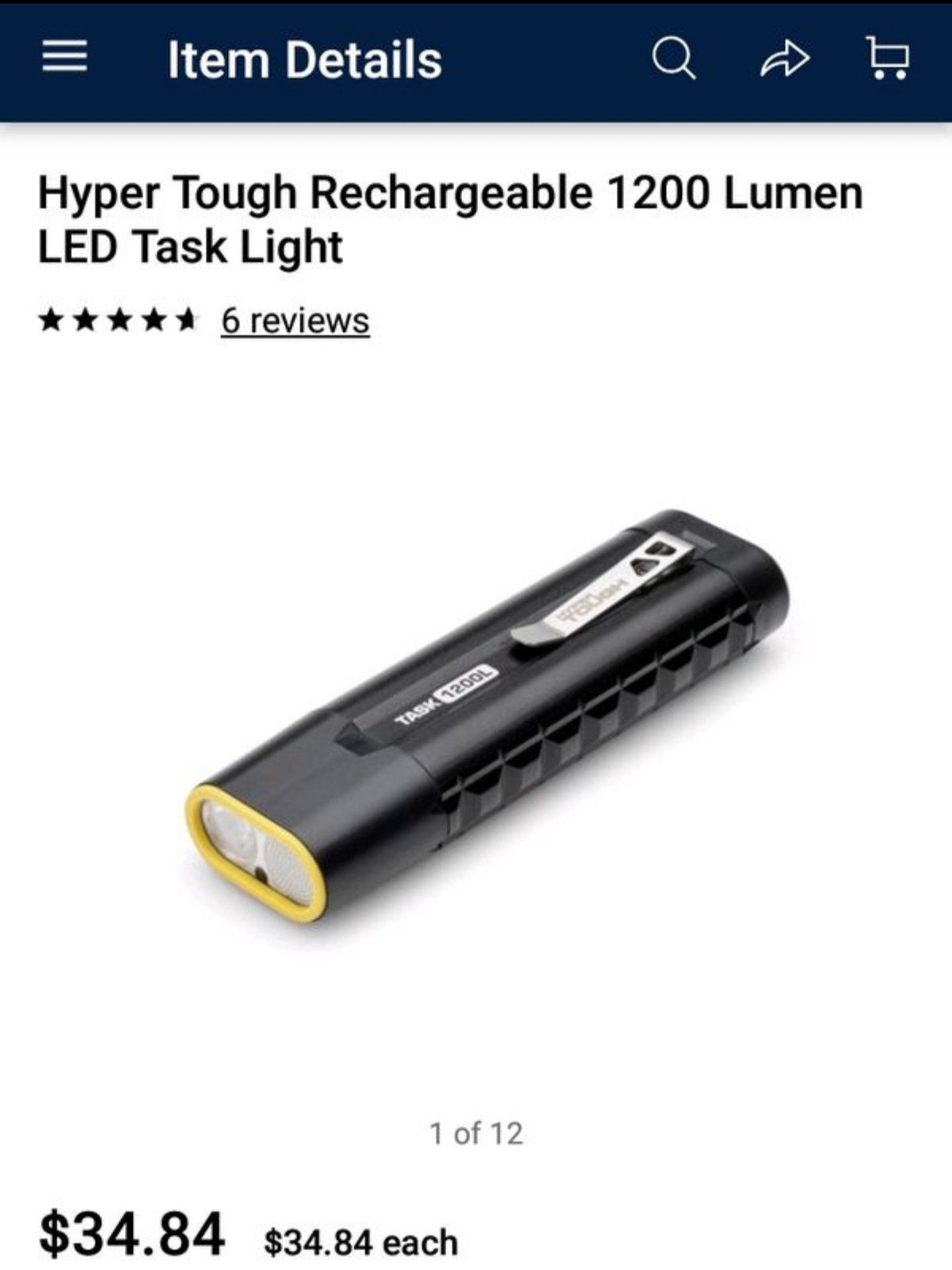 Hyper Tough Rechargeable LED Flashlight (1200 lumens) Very powerful