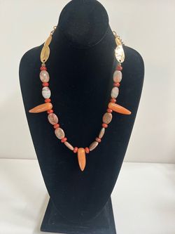# 172 Red Jasper Stone Spike Beaded Necklace