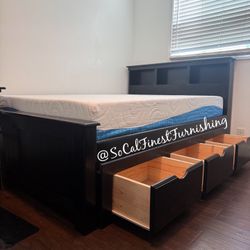 Full Bed With Drawers & Memory Foam Mattress 