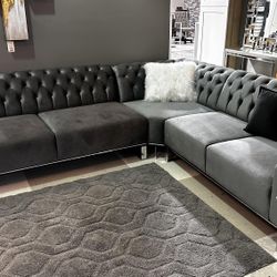 Chesterfield Style L Shaped Modular Sectional Couch 🌟 Color Options ⭐$39 Down Payment with Financing ⭐ 90 Days same as cash