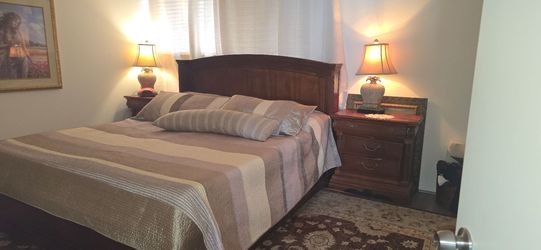 King size bed frame with 2 night stands
