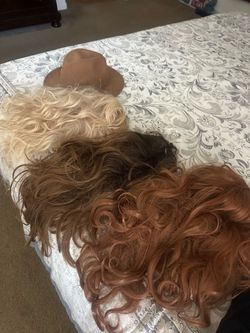 Halloween wigs blonde wig, brunette wig and redhead