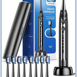 Onlyone Sonic Electric Toothbrush for Adults, Rechargeable Electric Travel Toothbrush with 8 Brush Heads, Travel Case, Charging Base & Wireless Chargi