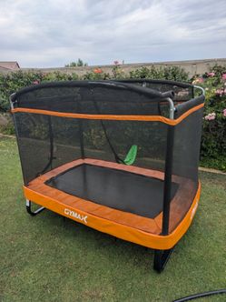 Used GYMAX Trampoline for Kids, 6FT Toddler Trampoline with Swing & Enclosure Safety Net,
