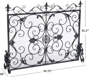 Christopher Knight Home Wilmington Fireplace Screen, Silver Flower On Black