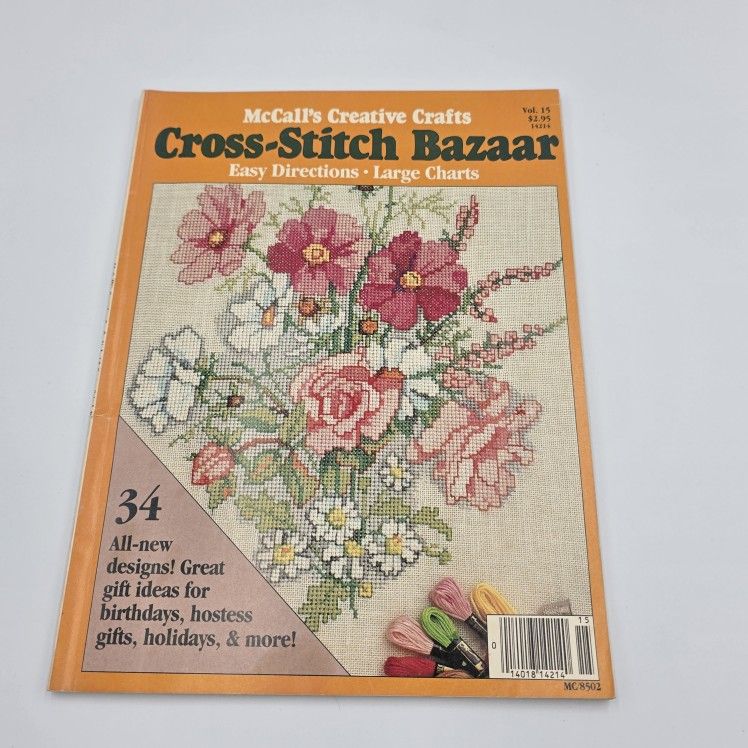 1985 VTG McCall's Creative Crafts Cross Stitch Bazaar Magazine 14214 Vol.15
