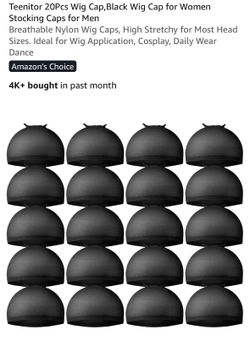 Teenitor 20Pcs Wig Cap, Black Wig Cap for Women Stocking Caps for Men Breathable Nylon Wig Caps, High Stretchy for Most Head Sizes. Ideal for Wig Appl