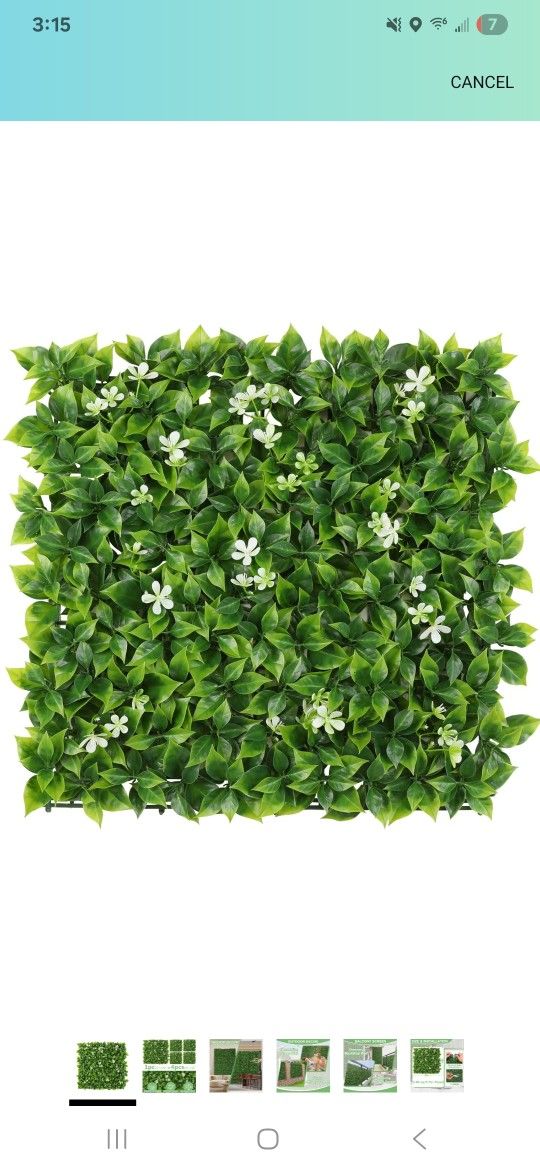 Luyue 6PCS 20”×20” (Equal to 24Pcs of 10”X10”) Artificial Grass Wall Panels Epipremnum Greenery Backdrop Green Flower Hedge Panel Greenery Grass Wall