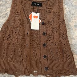 Brown knitted vest