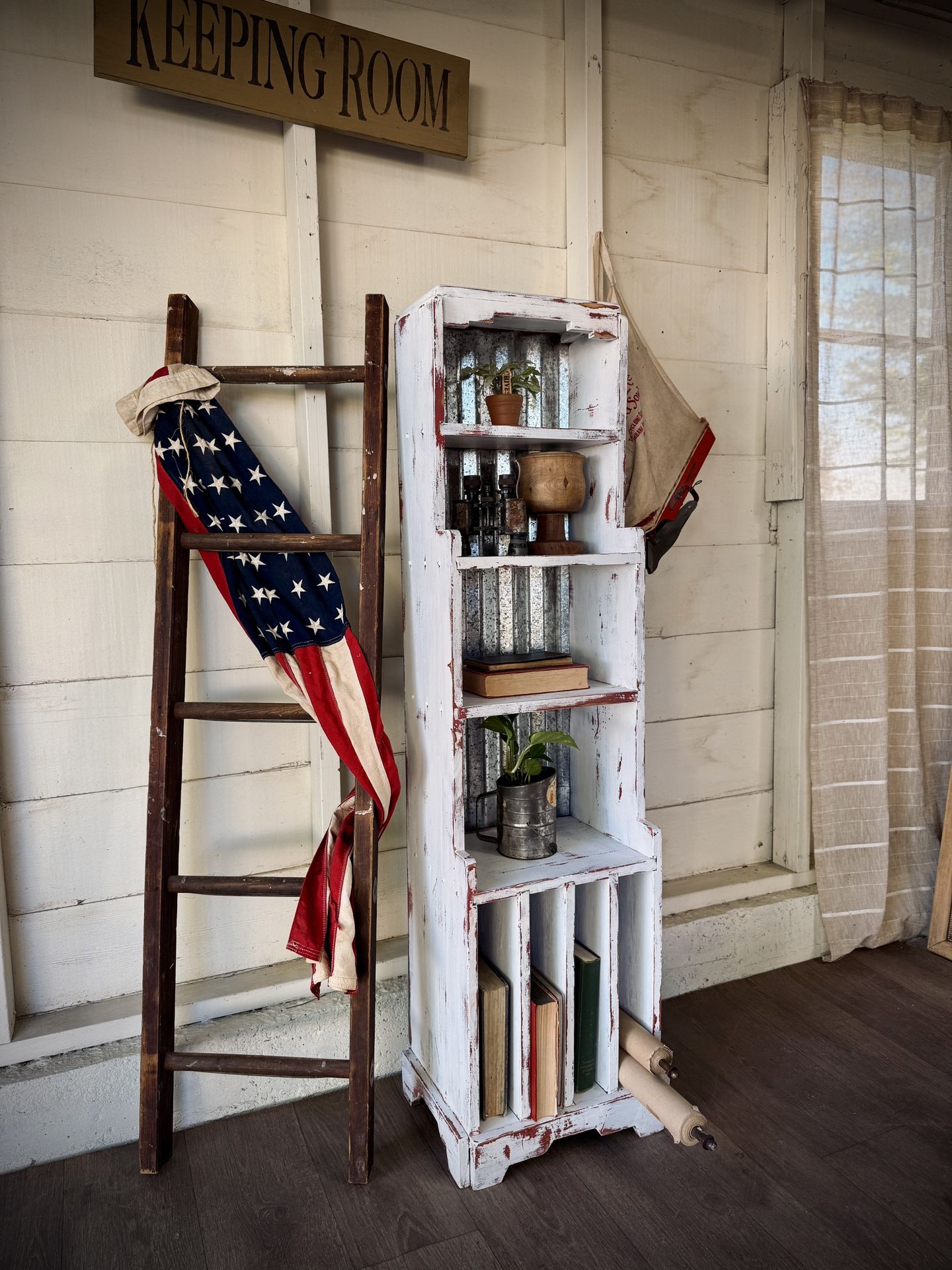 Farm Cabinet Bookcase With Tin Backing