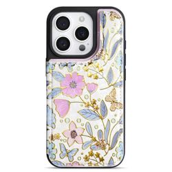 Luxury Wallet Foil Printed Embossing Hot Stamped Floral Pattern Double Buckle RFID Blocking Anti Theft Brush With Card Slot Photo Frame Support Functi