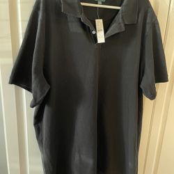 NWT Men’s XXLT (Tall) Black 100% Cotton Reimagined by J.  Crew Polo Short Sleeve Shirt