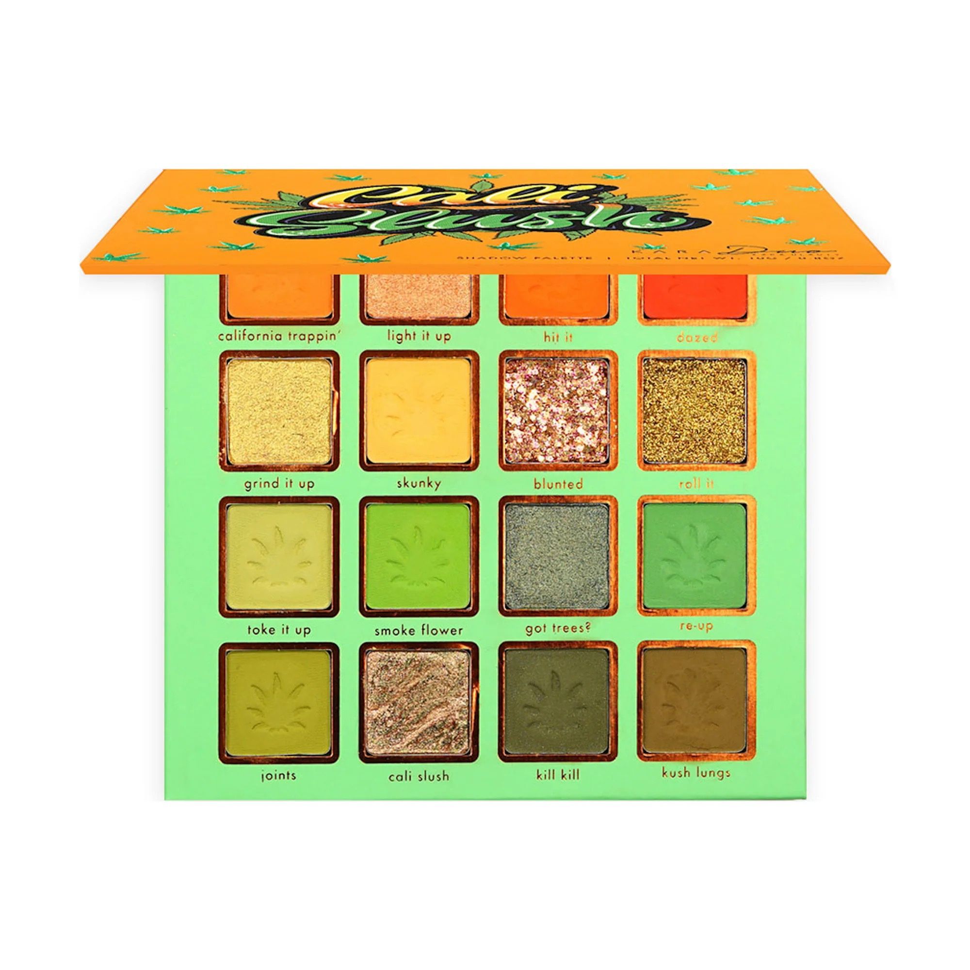 NEW Kara Beauty- Cali Slush 420 Green and Orange Eyeshadow Palette with Mirror