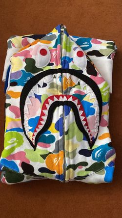 Authentic Bape Multicolor Camo Shark Hoodie