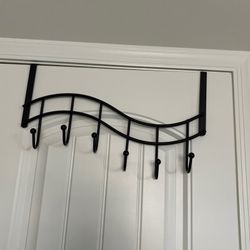 Bronze Tone Heavy Duty Curved Over The Door Hanger 6Hooks Organizer 17X10.5X2.5”