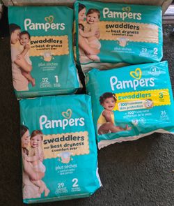 Pampers packs size 1 2 and 3