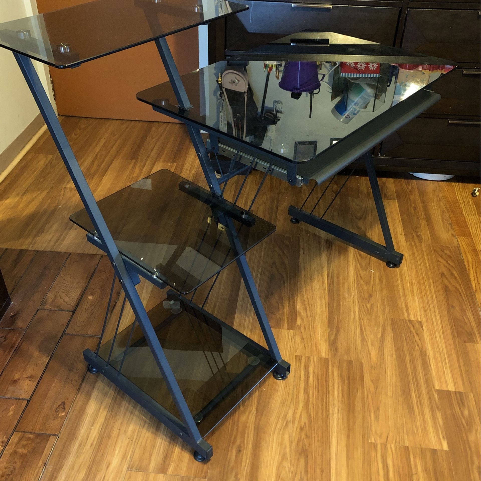 Black Tempered Glass Desk 