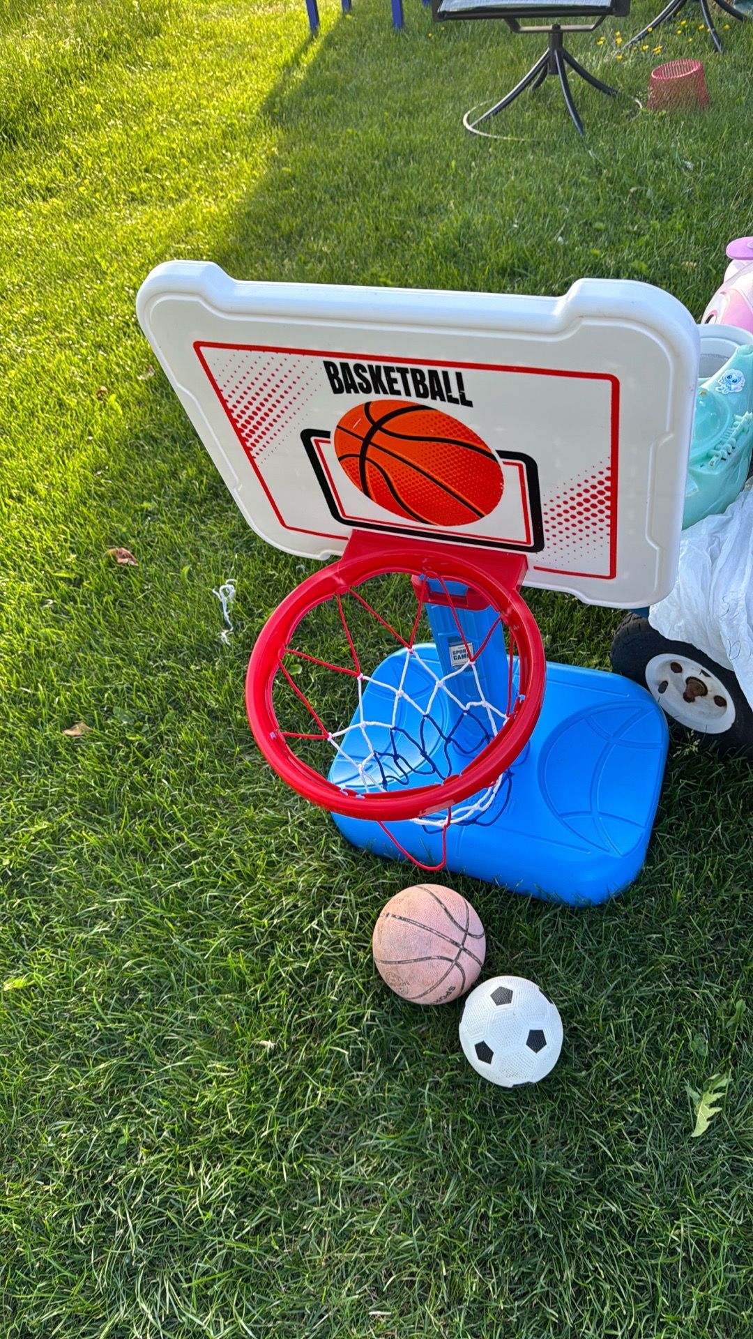 Kids basketball hoop and balls