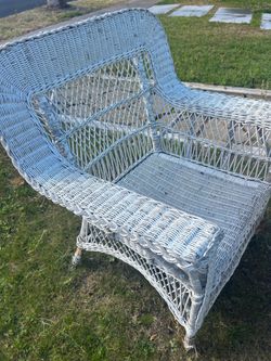 Shabby chic wicker chippy chairs
