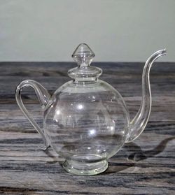 Clear Glass Mini Teapot - Elegant Round Design