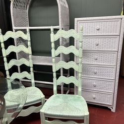 Pair Tall Back Chairs