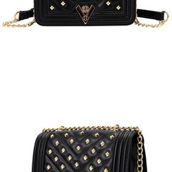 VALENTINO ORLANDI BLACK QUILTED AND STUDDED CROSSBODY 