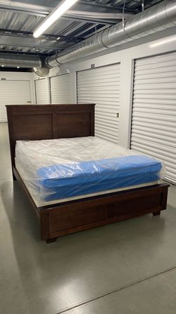 Queen bed frame with mattress