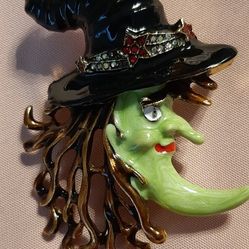 Halloween Witch Face Brooch