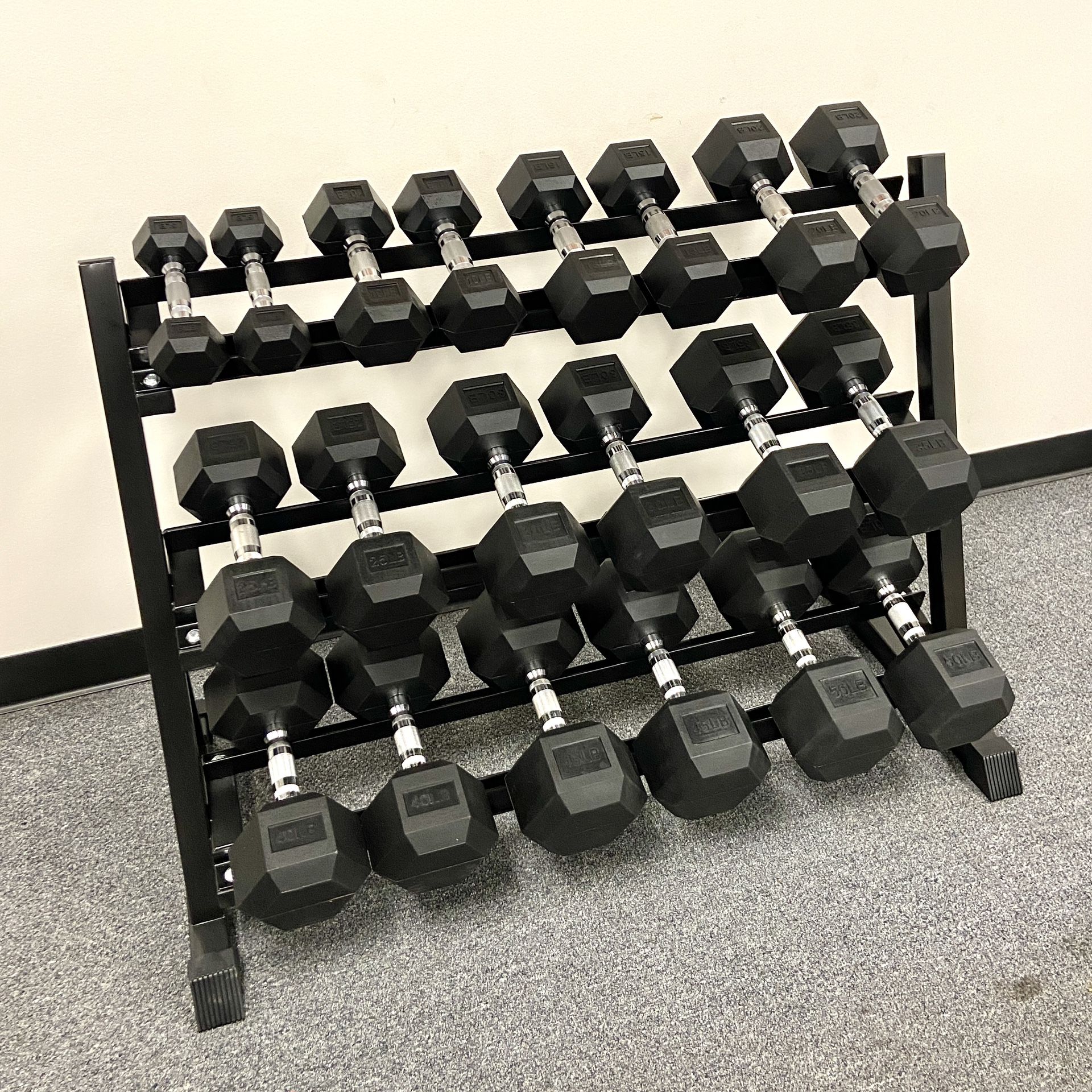 Brand New 5-50 LBS Rubber Hex Dumbbell Set for Home Gym Strength Training Fitness Center Equipment