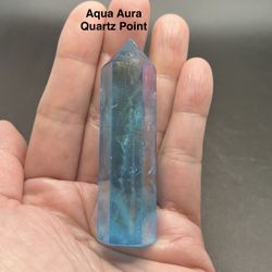 Aqua Aura Genuine Quartz Obelisk/Point 41.9g