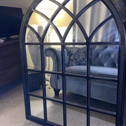 French Country Style Black Arched Window