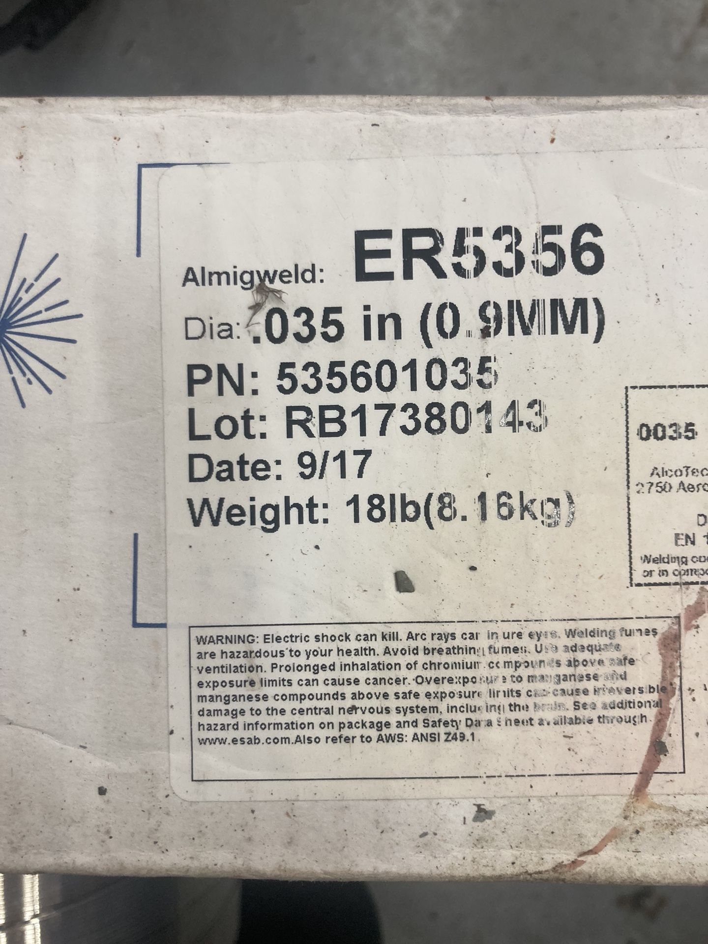Alcotec Er5356 Aluminum Welding Wire .035 18 1lb Spools