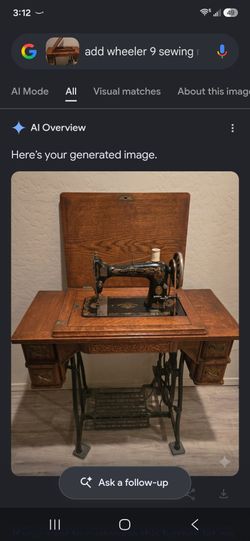 Wheeler & Wilson No. 9 Sewing Machine & Cabinet: complete