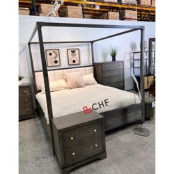 Queen  / King Size Canopy Bed Frame  - Mattress Sold Separately 