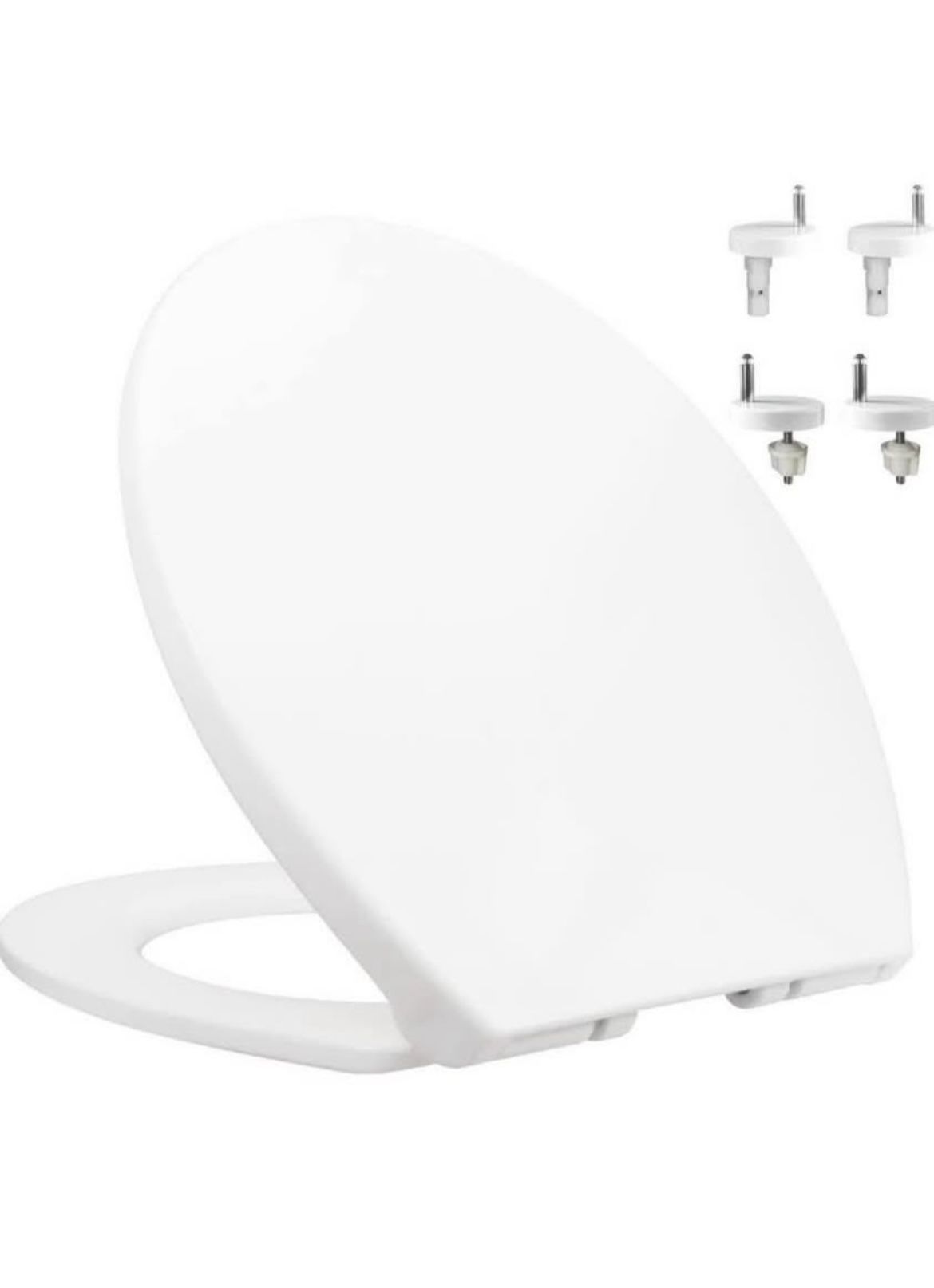 White Toilet Seat, Soft-Close Toilet Seat, Non-Slip Seat Bumpers, Quick Release Toilet Seat Hinges