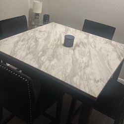 White Marble Square Dinner Table