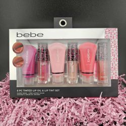 Bebe 6 Piece Tinted Lip Oil & Lip Tint Set Glossy Shine Long Lasting Color New