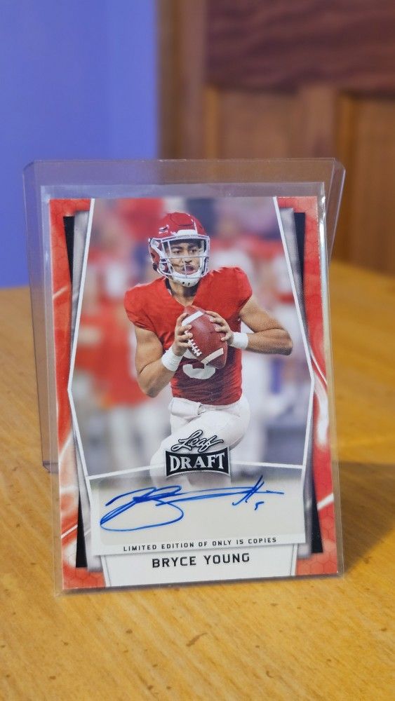 2022 Bryce Young Leaf Draft Hobby Red Limited Edition /15 Autograph Rookie Card