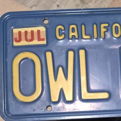 1987 vintage California License Plate
