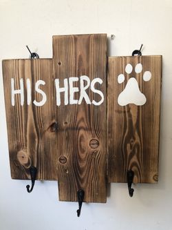 His Her Dog Key Holder Dog Leash Holder