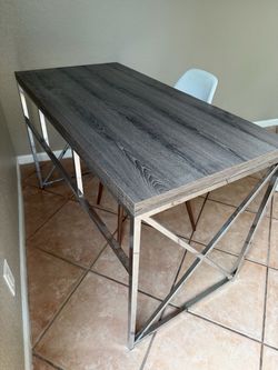 Brushed nickel desk with chair