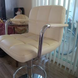 2 White Stainless Steel Bar Stools  2 Bar Stools