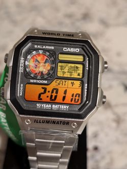 Charizard fire pokemon inspired Casio AE1200 Custom watch mod